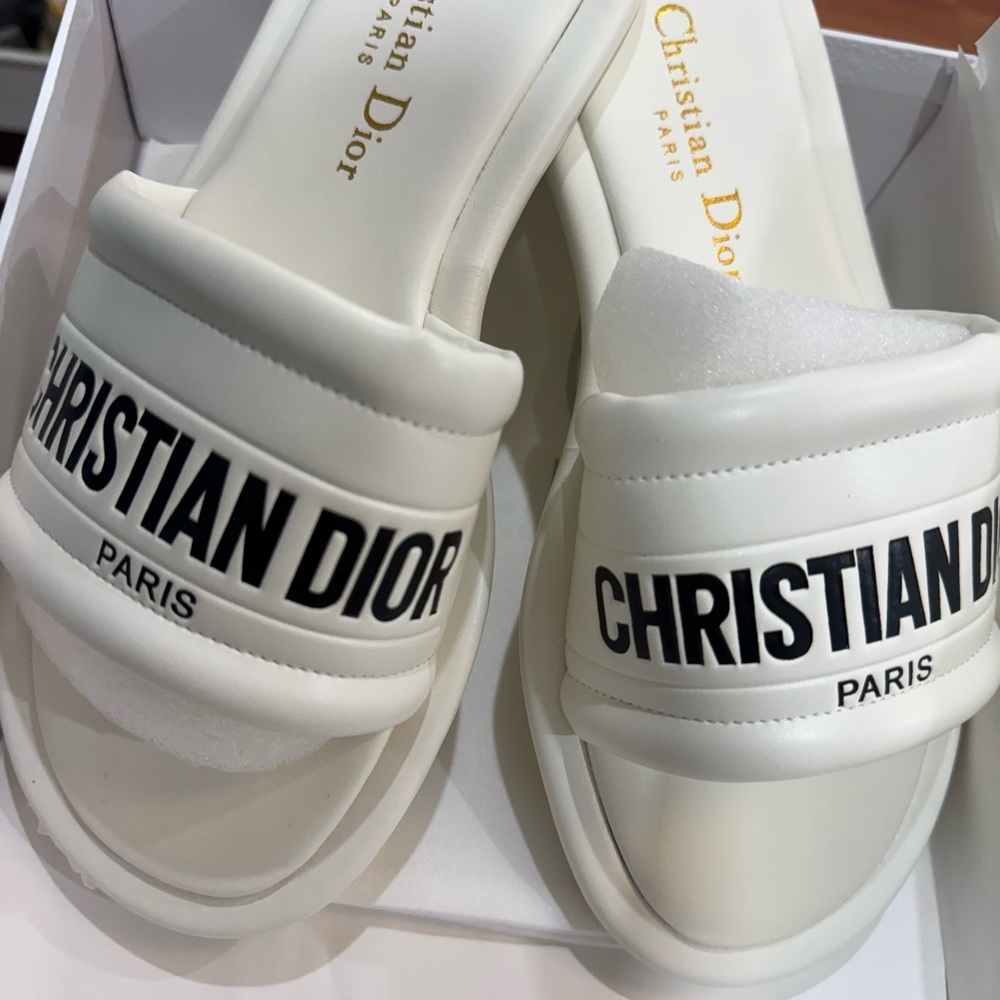 White Slide Sandals - Picture 2 of 6
